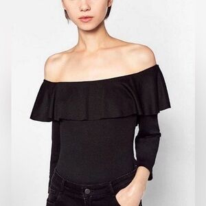 ZARA TRAFALUC Off-the-Shoulder Ruffle Bodysuit